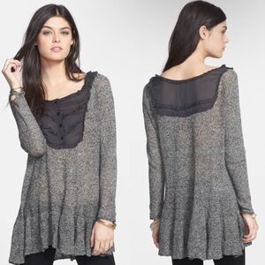 Free People Women XS Linen Sweater Cottagecore Boho Dark Fairy Grunge Earthy